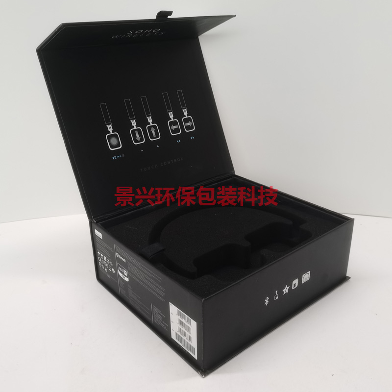 耳盖式蓝牙耳机包装盒印刷翻盖盒带内托